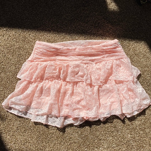 Unbranded Pants - Lace Ruffle Low‎ Rise Pink Mini Skort Skirt Medium Ballet Coquette Femme Bratz